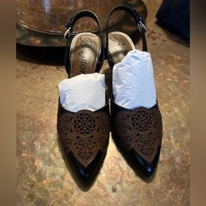 Brand New Brighton Women's Fresco Black/Caramel Leather Heels Size 8.5 M
